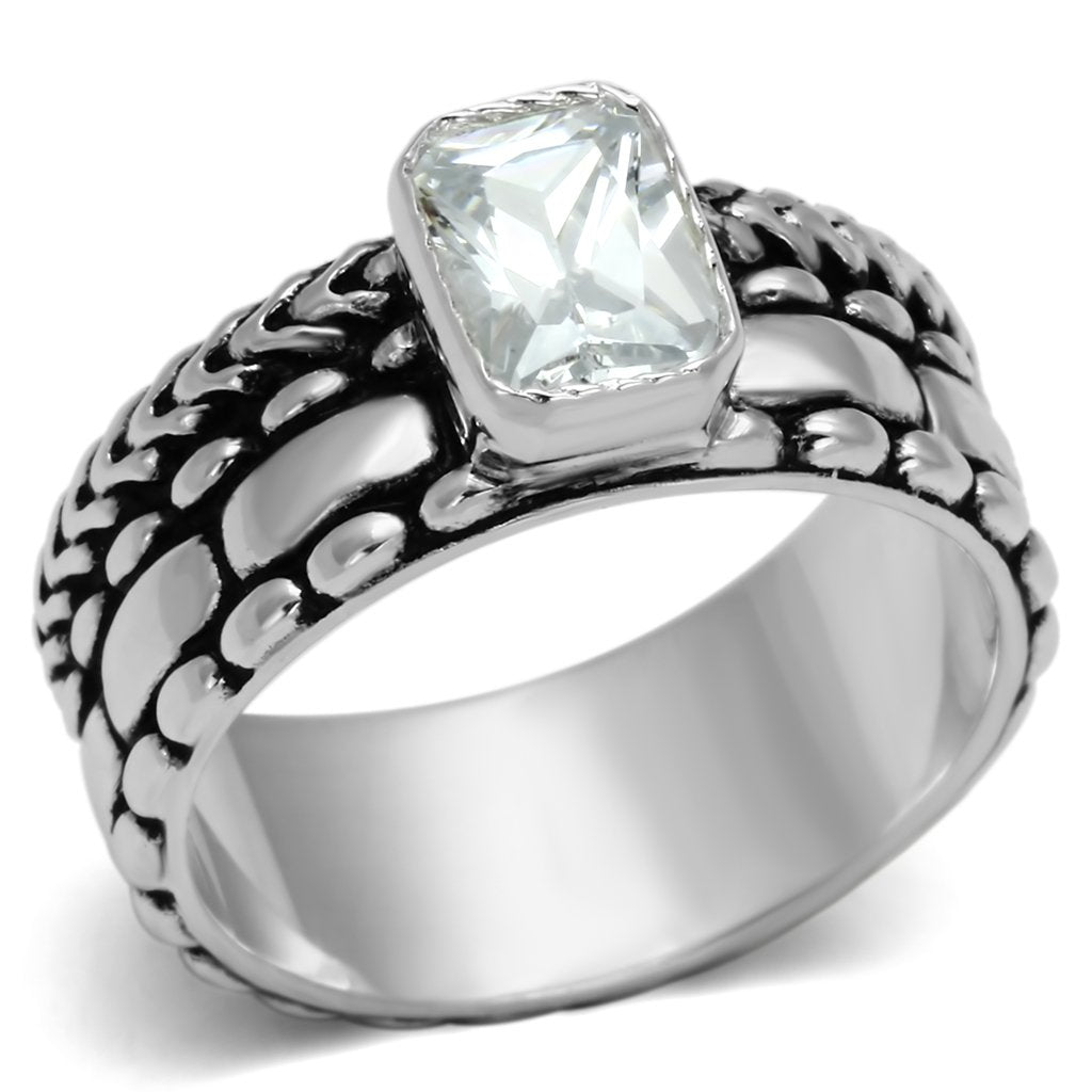 Silver 925 Sterling Silver Ring with AAA Grade CZ  in Clear