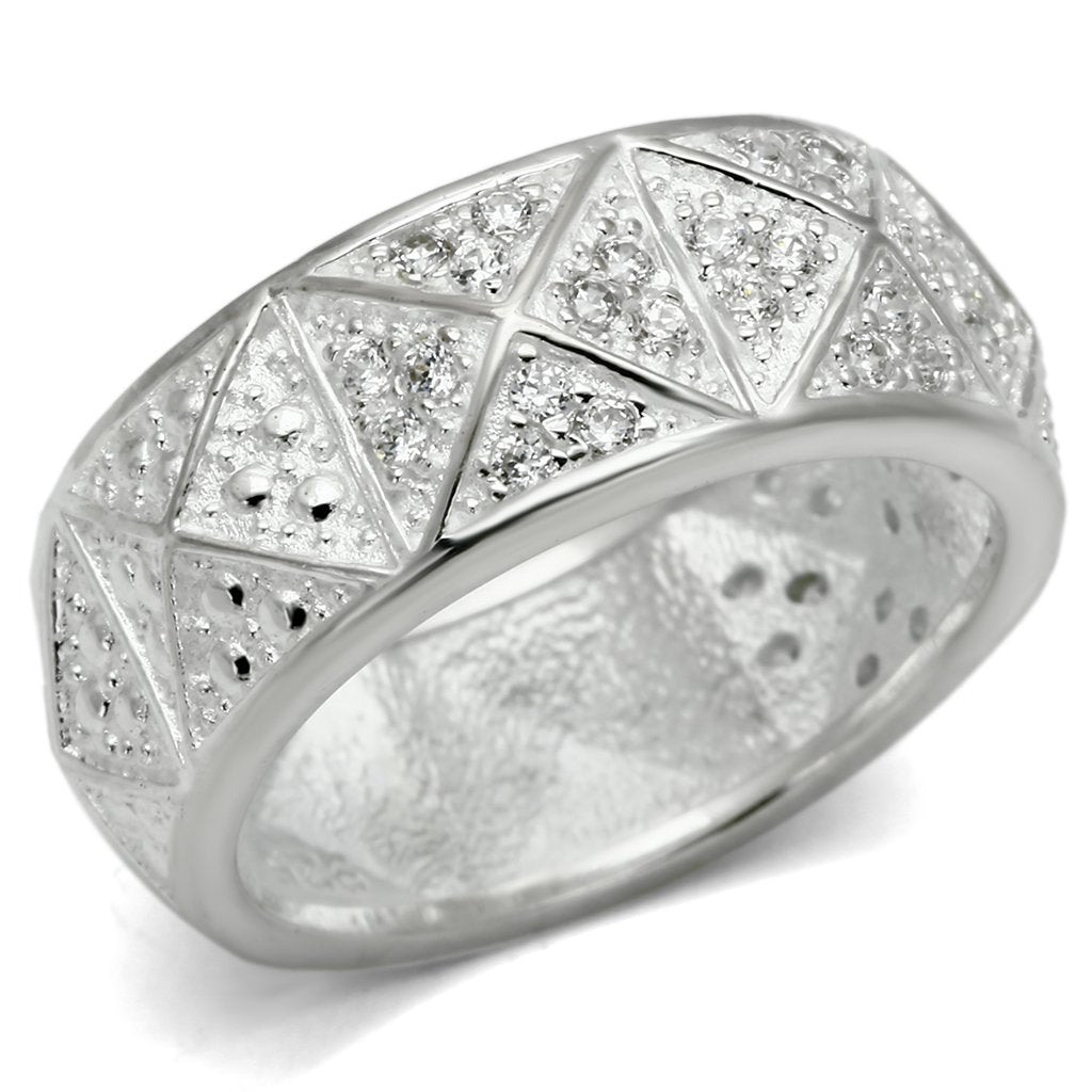 Silver 925 Sterling Silver Ring with AAA Grade CZ  in Clear