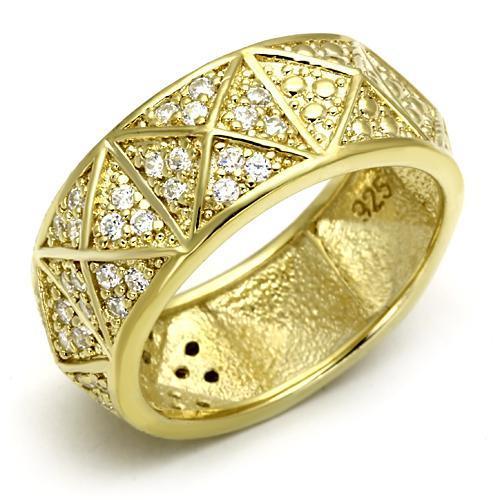 Gold 925 Sterling Silver Ring with AAA Grade CZ  in Clear
