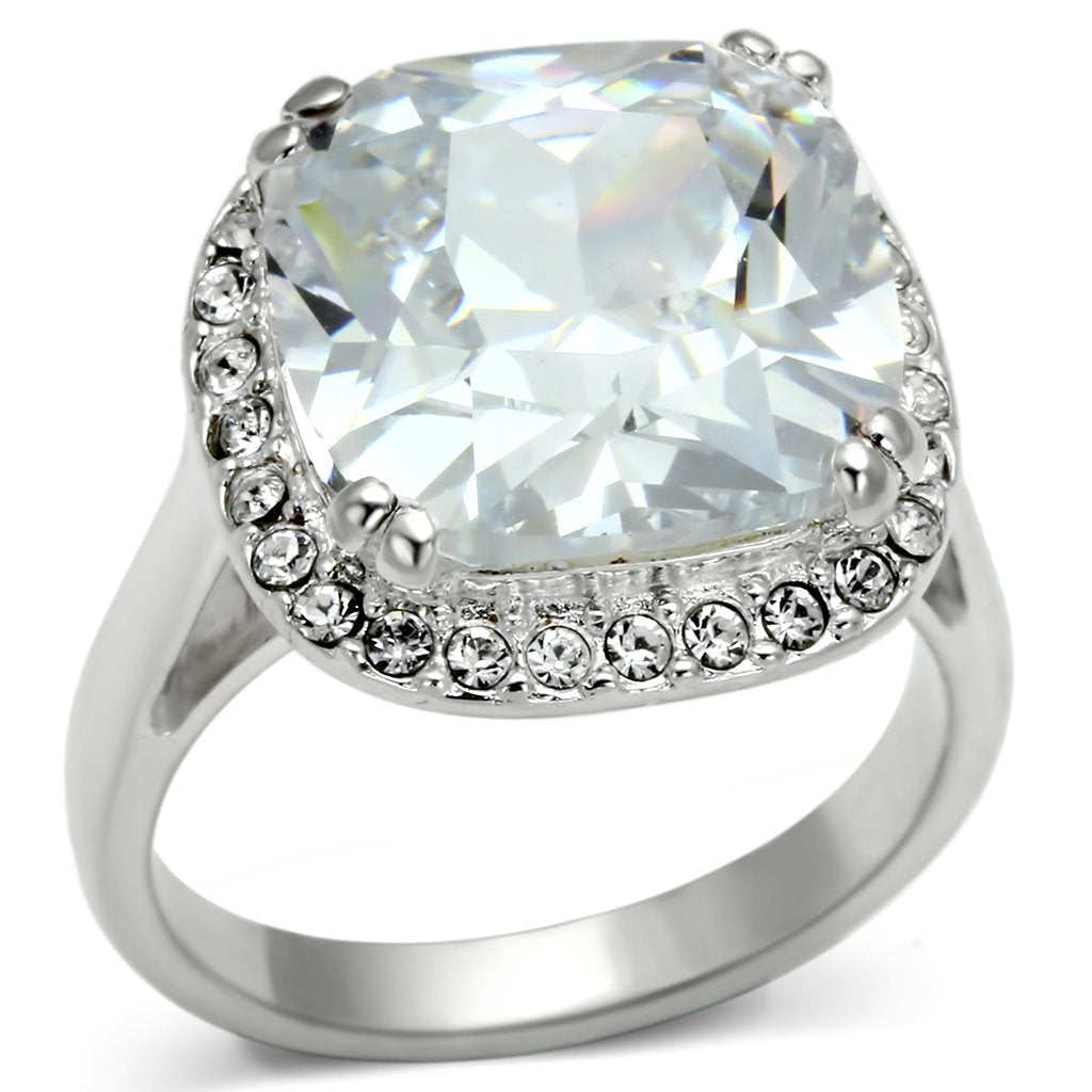Silver 925 Sterling Silver Ring with AAA Grade CZ  in Clear