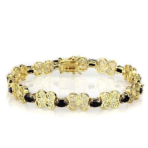 Gold 925 Sterling Silver Bracelet with AAA Grade CZ  in Jet