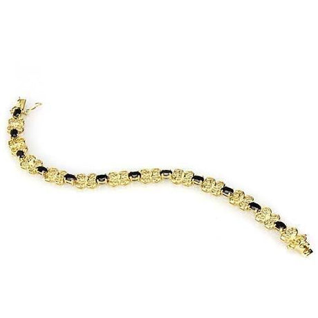 Gold 925 Sterling Silver Bracelet with AAA Grade CZ  in Jet