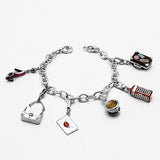 Silver 925 Sterling Silver Bracelet with Epoxy  in Multi Color