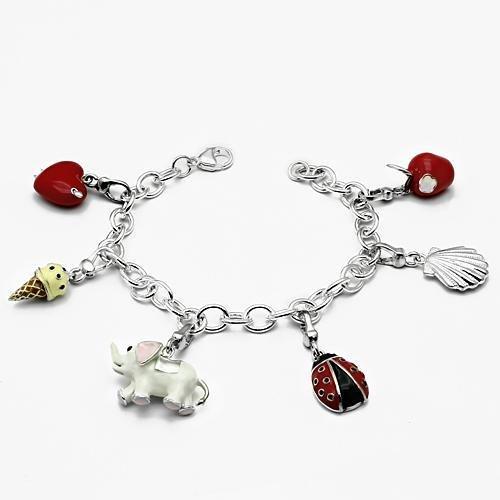 Silver 925 Sterling Silver Bracelet with Epoxy  in Multi Color