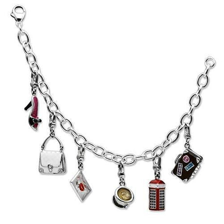Silver 925 Sterling Silver Bracelet with Epoxy  in Multi Color