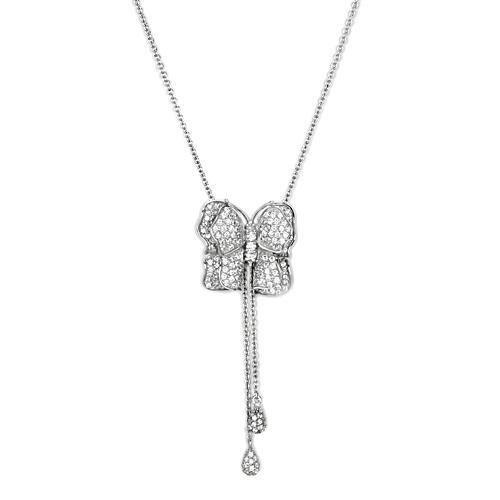 Silver 925 Sterling Silver Necklace with AAA Grade CZ  in Clear