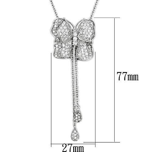 Silver 925 Sterling Silver Necklace with AAA Grade CZ  in Clear