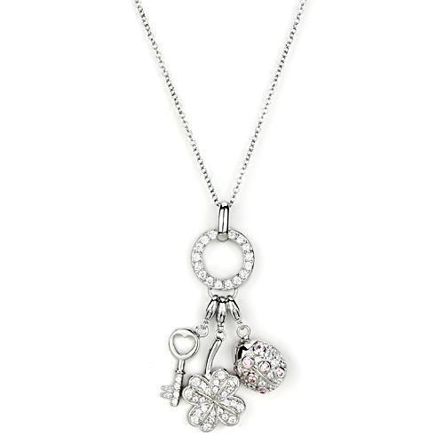 Silver 925 Sterling Silver Necklace with AAA Grade CZ  in Multi Color