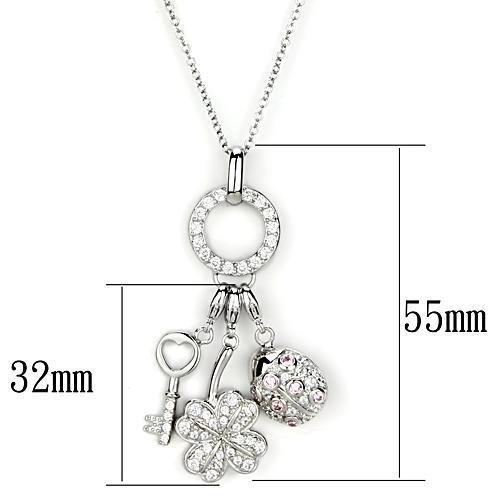 Silver 925 Sterling Silver Necklace with AAA Grade CZ  in Multi Color
