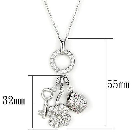 Silver 925 Sterling Silver Necklace with AAA Grade CZ  in Multi Color