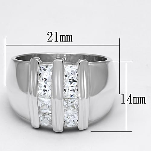 Silver 925 Sterling Silver Ring with AAA Grade CZ  in Clear