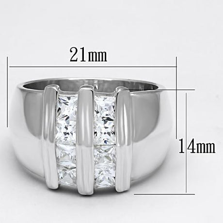 Silver 925 Sterling Silver Ring with AAA Grade CZ  in Clear
