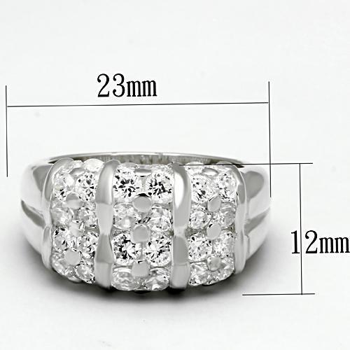 Silver 925 Sterling Silver Ring with AAA Grade CZ  in Clear