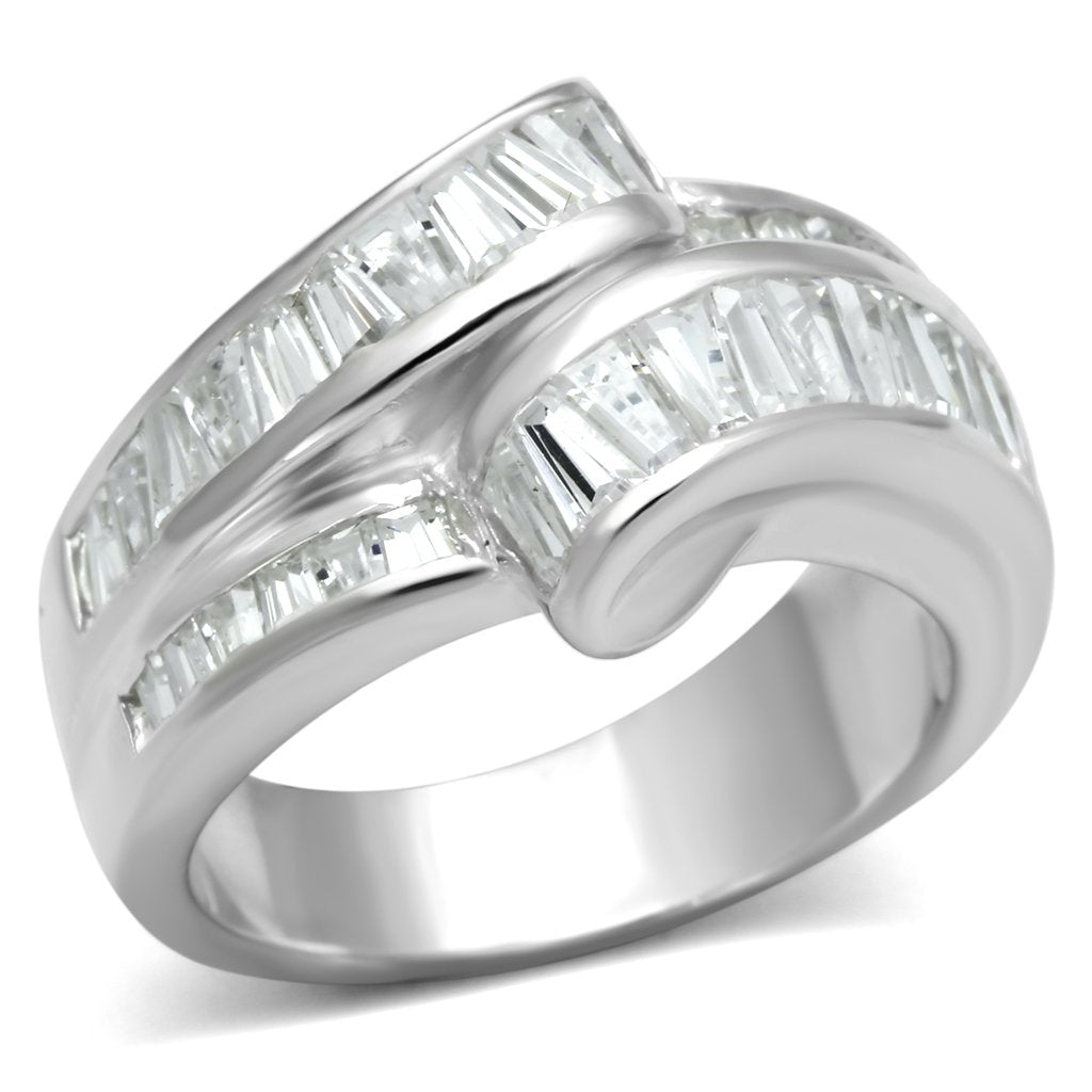 Silver 925 Sterling Silver Ring with AAA Grade CZ  in Clear