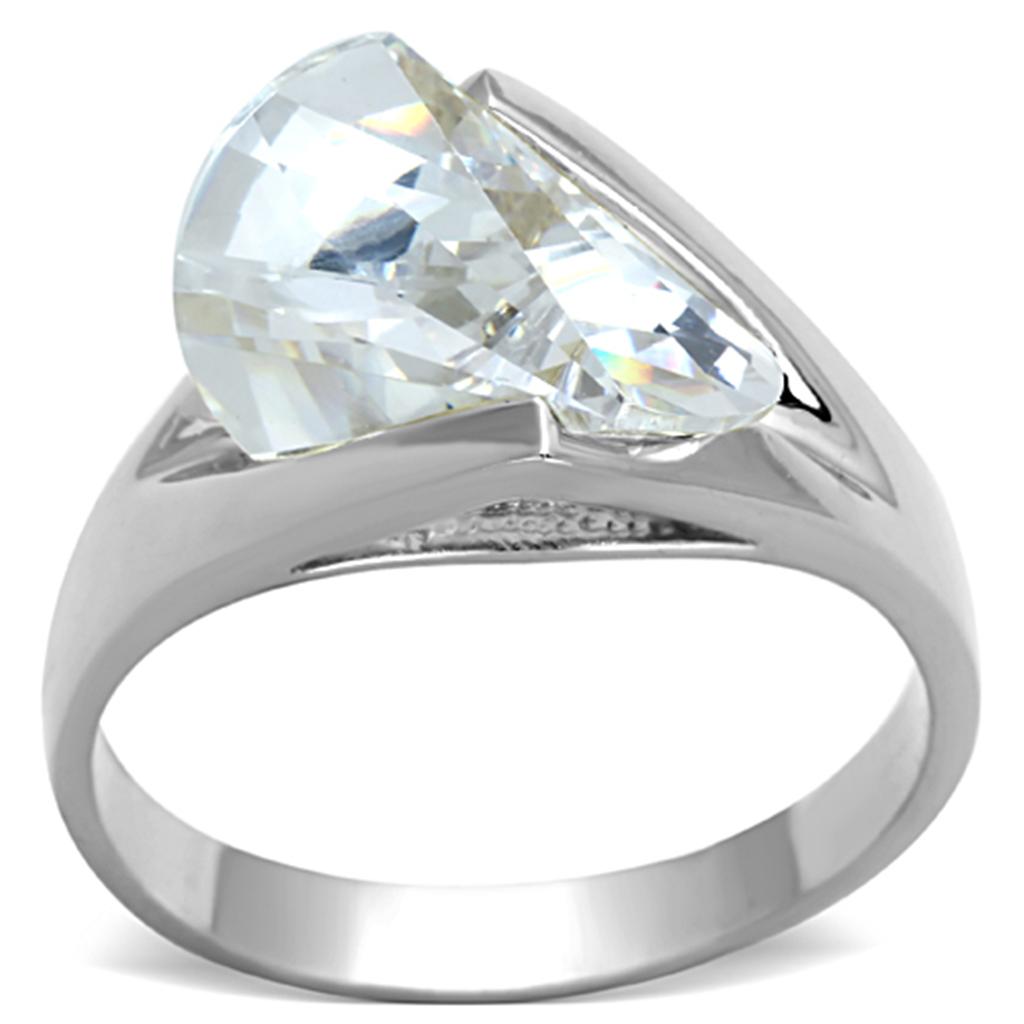 Silver 925 Sterling Silver Ring with AAA Grade CZ  in Clear