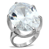 Silver 925 Sterling Silver Ring with AAA Grade CZ  in Clear