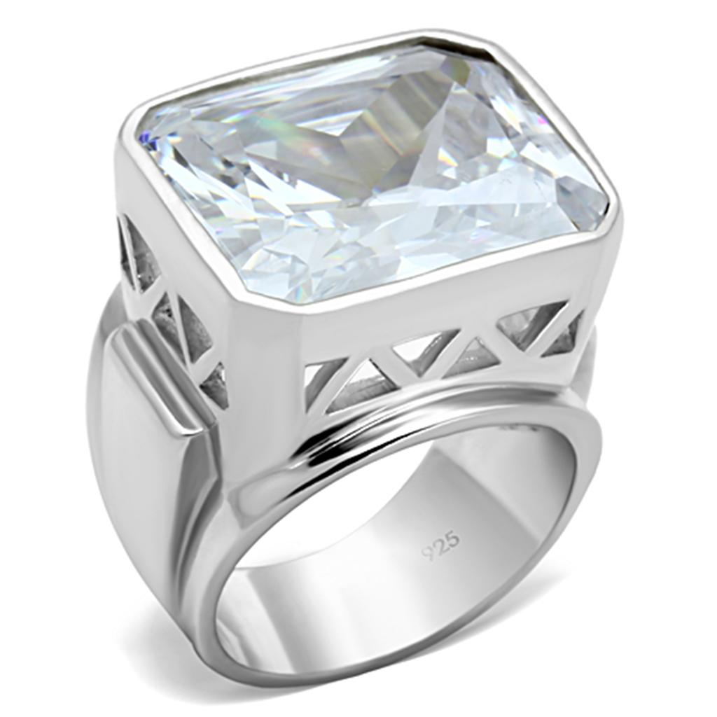 Silver 925 Sterling Silver Ring with AAA Grade CZ  in Clear