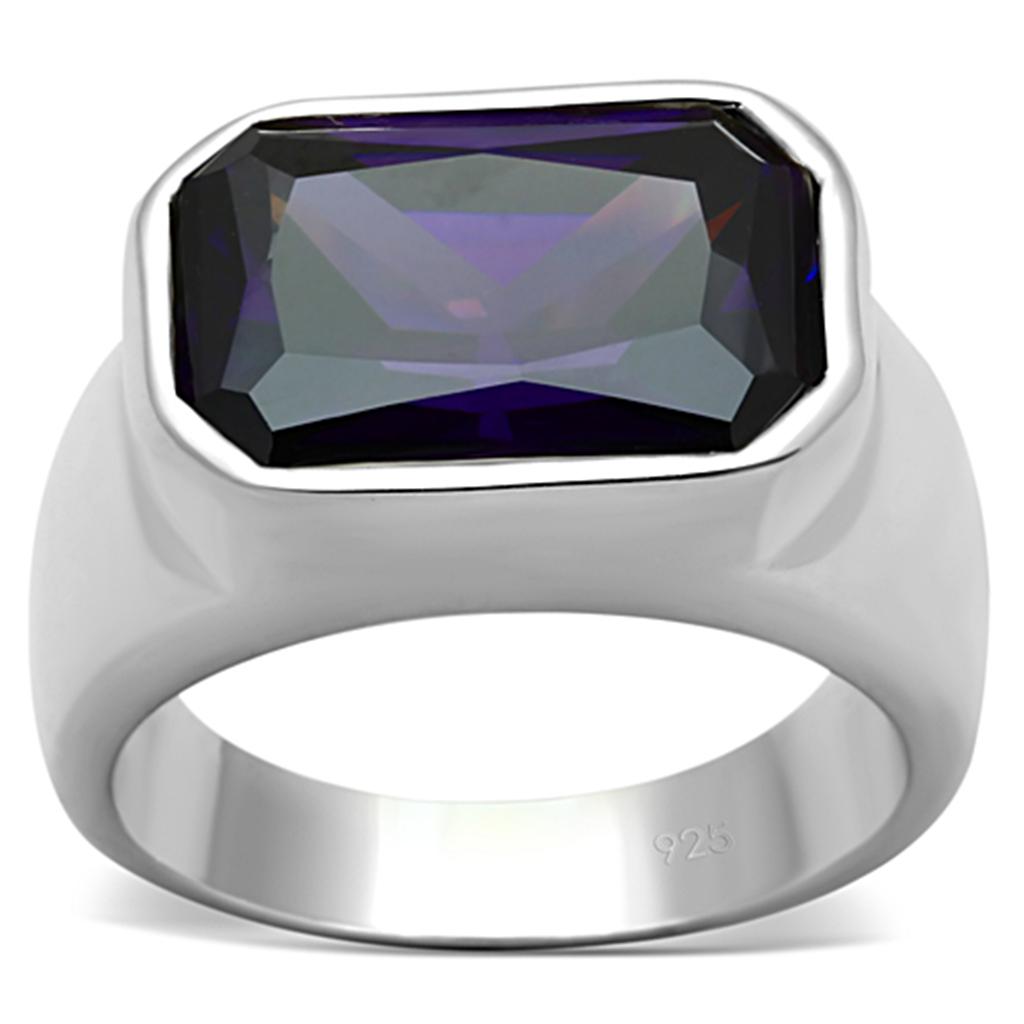 Silver 925 Sterling Silver Ring with AAA Grade CZ  in Amethyst