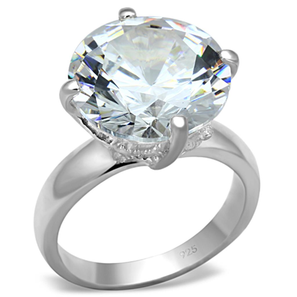 Silver 925 Sterling Silver Ring with AAA Grade CZ  in Clear