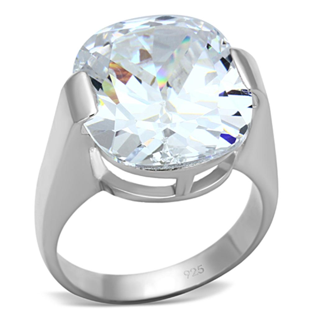 Silver 925 Sterling Silver Ring with AAA Grade CZ  in Clear