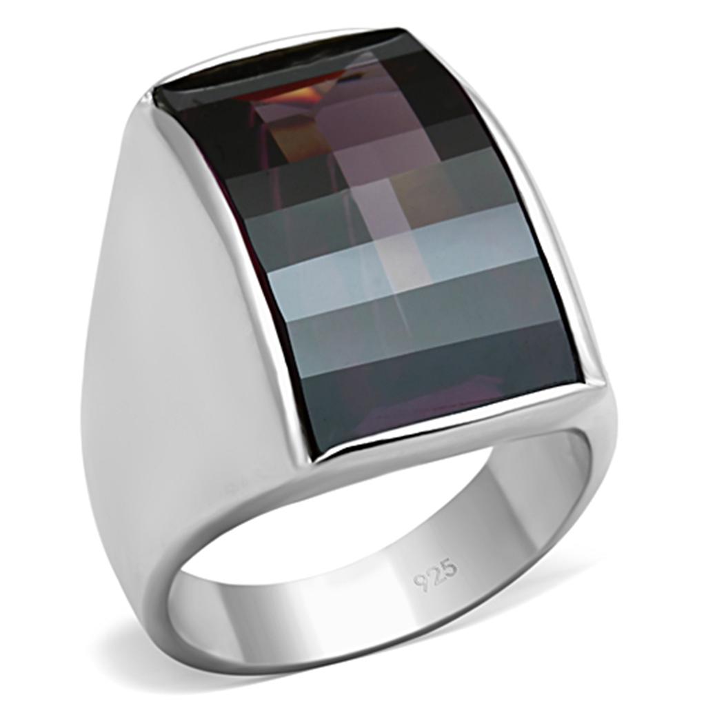 Silver 925 Sterling Silver Ring with AAA Grade CZ  in Amethyst