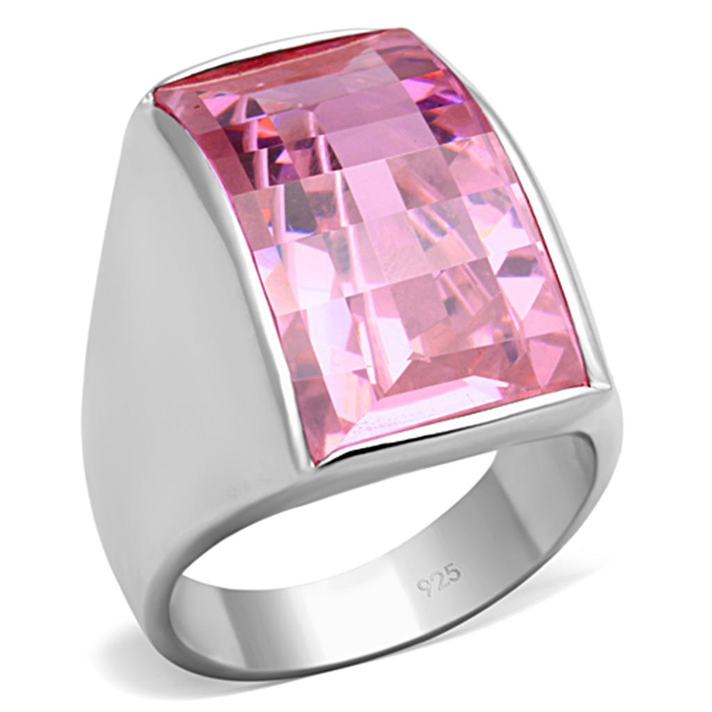 Silver 925 Sterling Silver Ring with AAA Grade CZ  in Rose