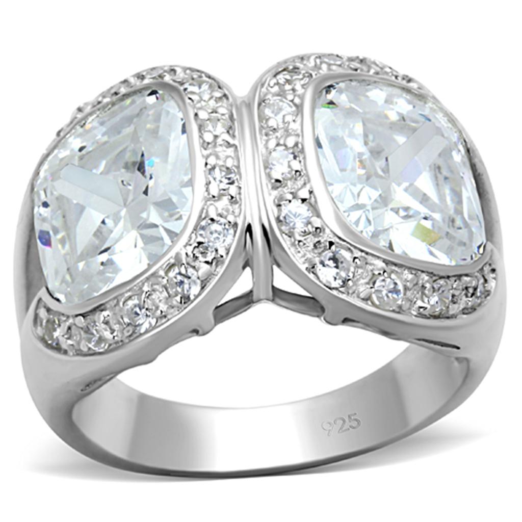 Silver 925 Sterling Silver Ring with AAA Grade CZ  in Clear