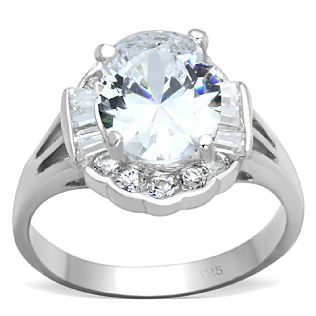 Silver 925 Sterling Silver Ring with AAA Grade CZ  in Clear