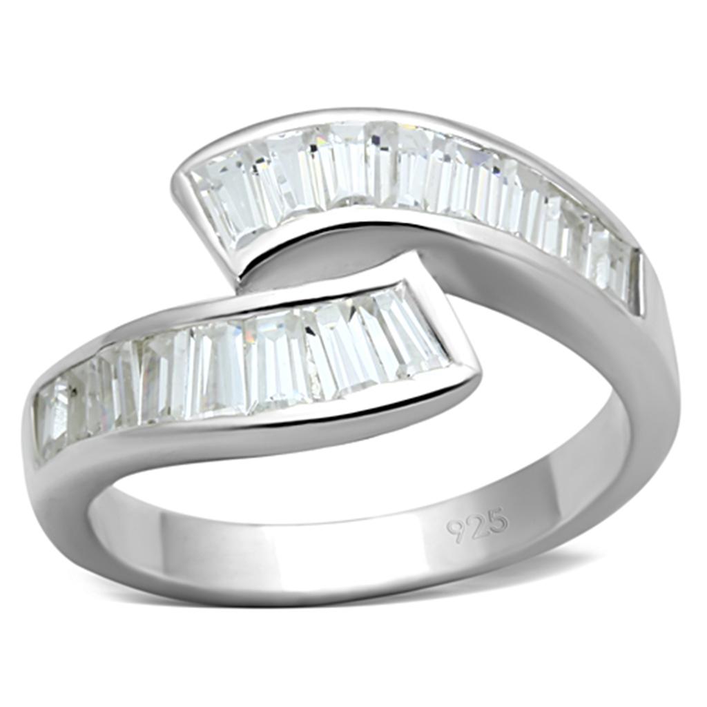 Silver 925 Sterling Silver Ring with AAA Grade CZ  in Clear