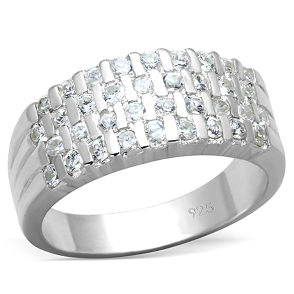 Silver 925 Sterling Silver Ring with AAA Grade CZ  in Clear