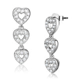 Rhodium 925 Sterling Silver Earrings with AAA Grade CZ  in Clear