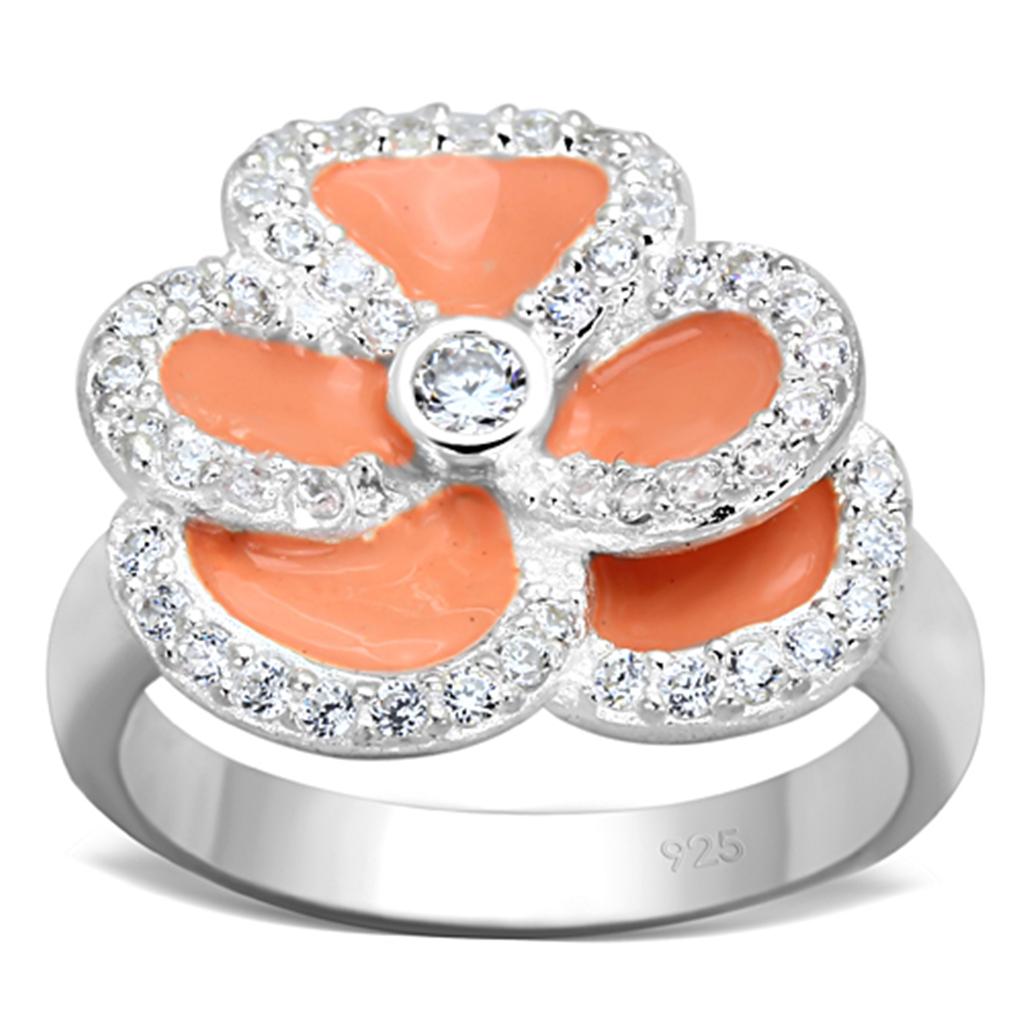 Silver 925 Sterling Silver Ring with AAA Grade CZ  in Clear