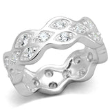 Rhodium 925 Sterling Silver Ring with AAA Grade CZ  in Clear