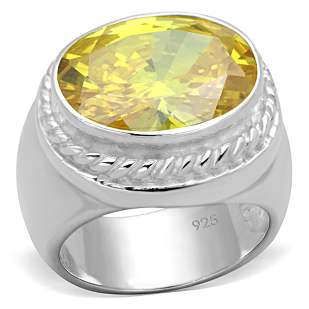 Silver 925 Sterling Silver Ring with AAA Grade CZ  in Topaz