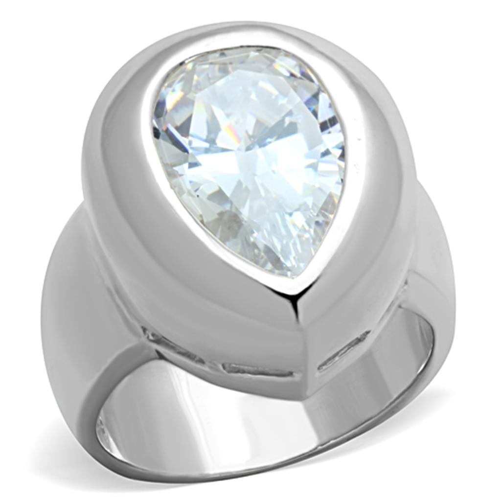 Silver 925 Sterling Silver Ring with AAA Grade CZ  in Clear