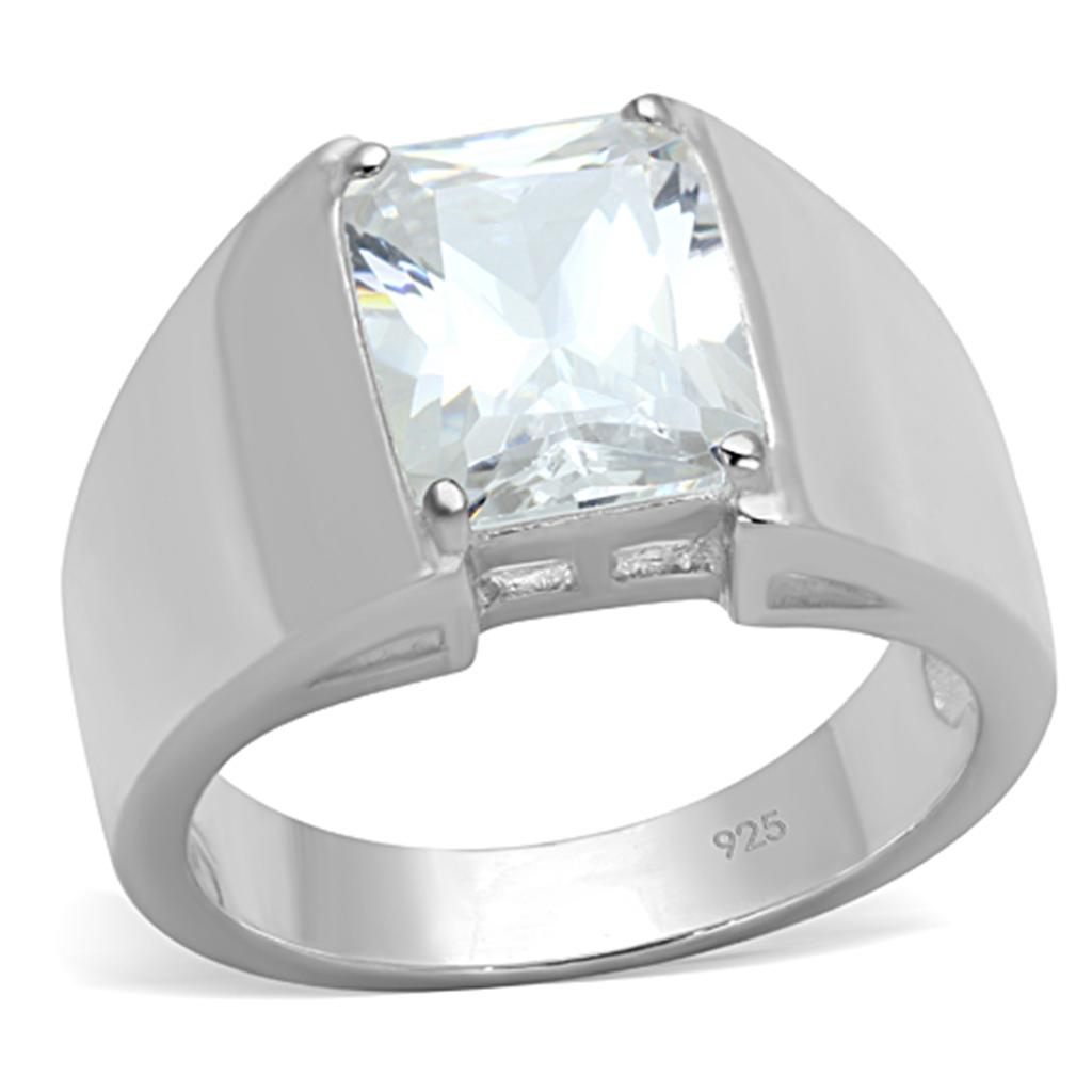 Silver 925 Sterling Silver Ring with AAA Grade CZ  in Clear