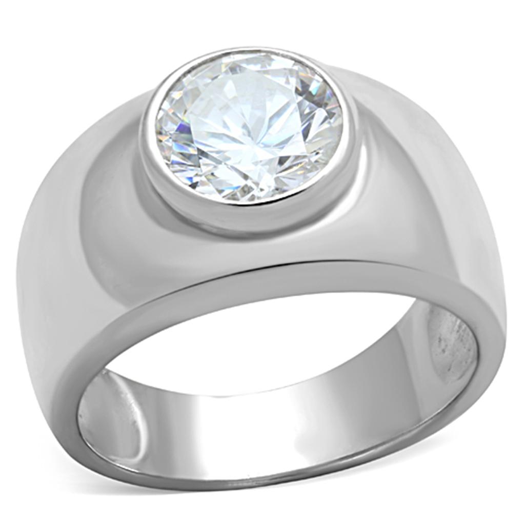 Silver 925 Sterling Silver Ring with AAA Grade CZ  in Clear