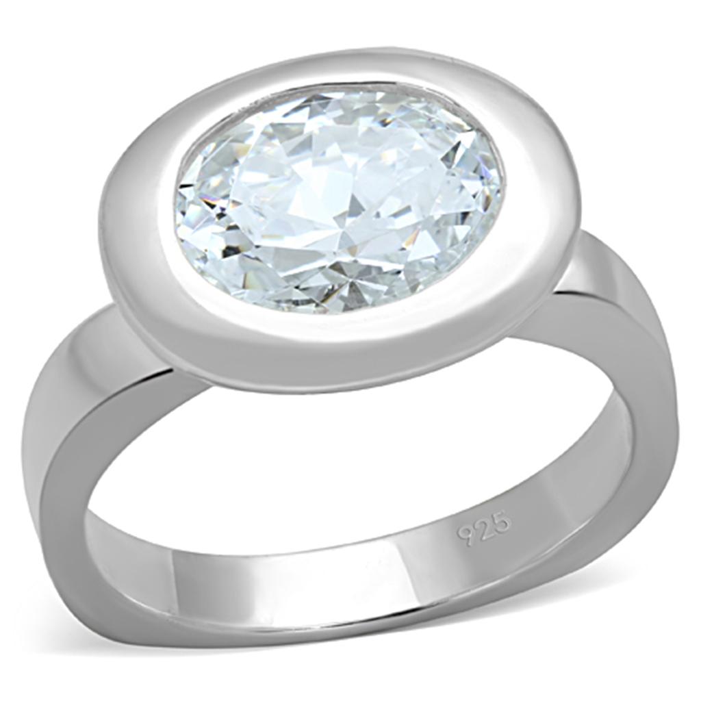 Silver 925 Sterling Silver Ring with AAA Grade CZ  in Clear