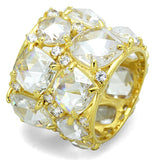 Gold 925 Sterling Silver Ring with AAA Grade CZ  in Clear