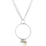 Silver 925 Sterling Silver Necklace with Synthetic Glass Bead in Multi Color