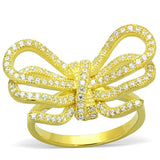Gold 925 Sterling Silver Ring with AAA Grade CZ  in Clear