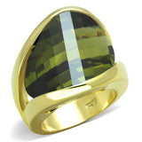 Gold 925 Sterling Silver Ring with AAA Grade CZ  in Olivine color