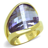 Gold 925 Sterling Silver Ring with AAA Grade CZ  in Amethyst
