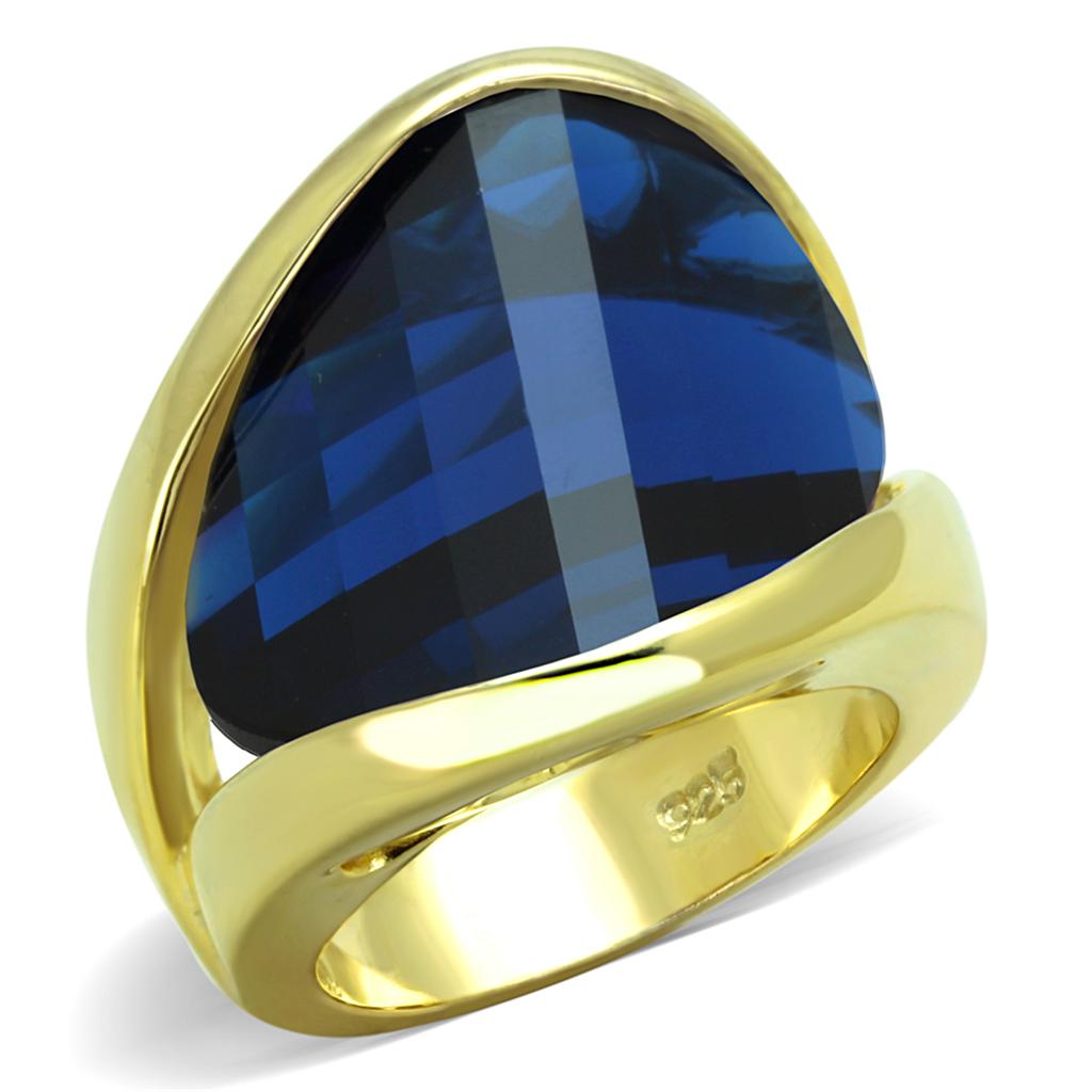 Gold 925 Sterling Silver Ring with Synthetic Synthetic Glass in Montana