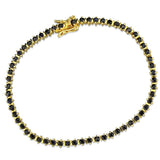 Gold 925 Sterling Silver Bracelet with AAA Grade CZ  in Jet