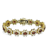 Gold 925 Sterling Silver Bracelet with AAA Grade CZ  in Garnet