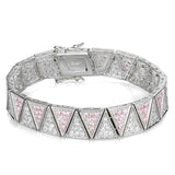 Rhodium 925 Sterling Silver Bracelet with AAA Grade CZ  in Rose