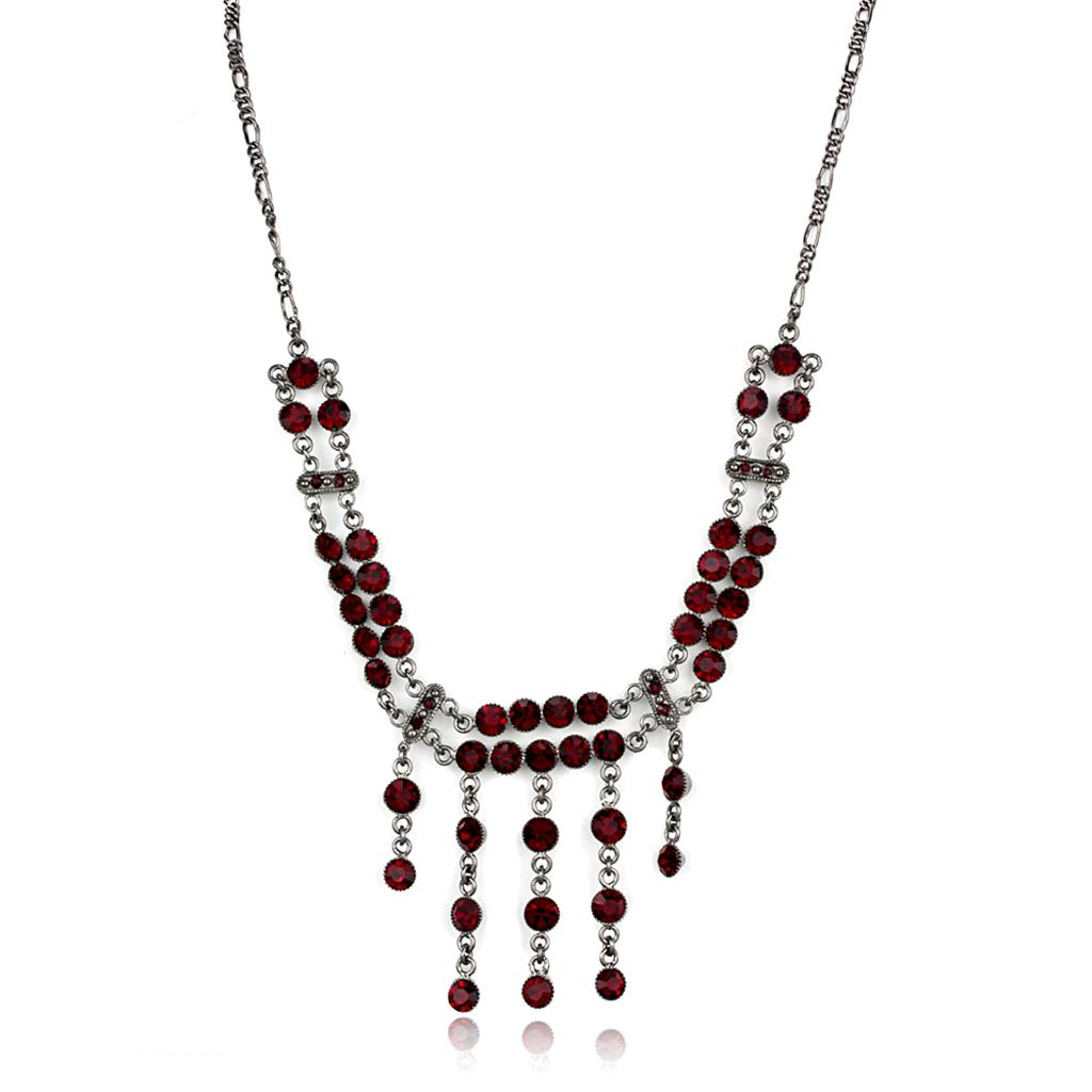 Ruthenium 925 Sterling Silver Necklace with Top Grade Crystal  in Siam