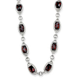 Rhodium 925 Sterling Silver Necklace with AAA Grade CZ  in Garnet