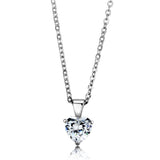 Rhodium 925 Sterling Silver Chain Pendant with AAA Grade CZ  in Clear